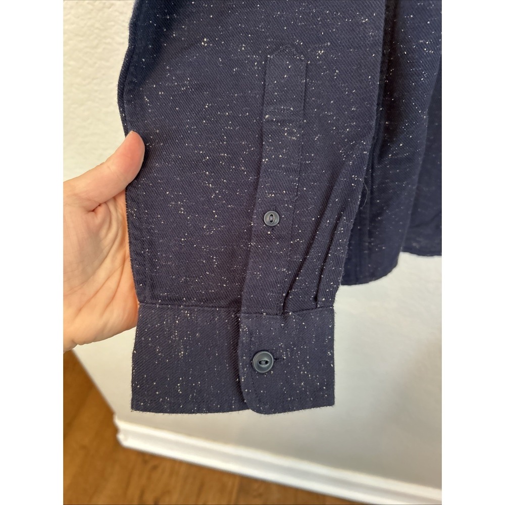 LL Bean Signature Mens Slim Fit M Tall Button Down Shirt Navy Blue Long Sleeve - Picture 4 of 7
